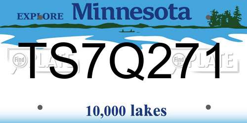 TS7Q271 Minnesota License Plate