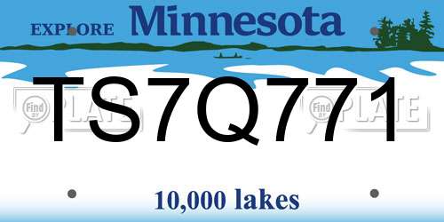 TS7Q771 Minnesota License Plate