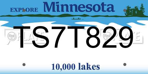 TS7T829 Minnesota License Plate