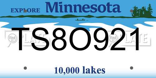 TS8O921 Minnesota License Plate
