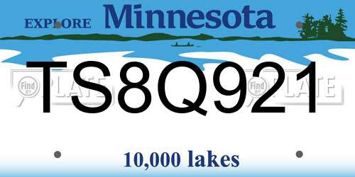 TS8Q921 Minnesota License Plate