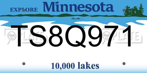 TS8Q971 Minnesota License Plate