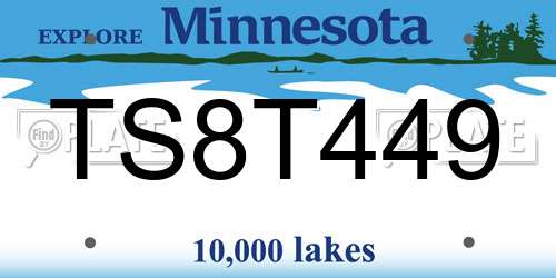 TS8T449 Minnesota License Plate