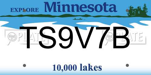 TS9V7B Minnesota License Plate
