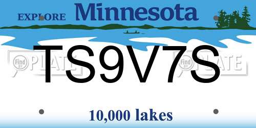 TS9V7S Minnesota License Plate