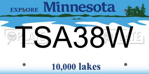 TSA38W Minnesota License Plate