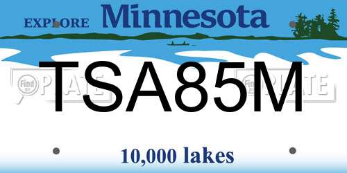 TSA85M Minnesota License Plate