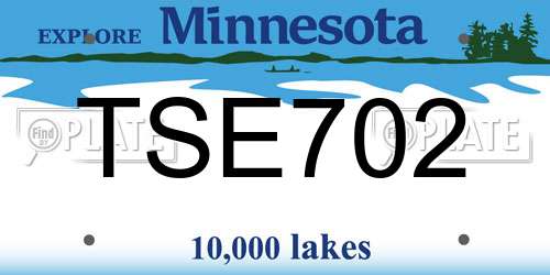 TSE702 Minnesota License Plate