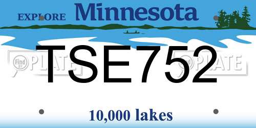 TSE752 Minnesota License Plate