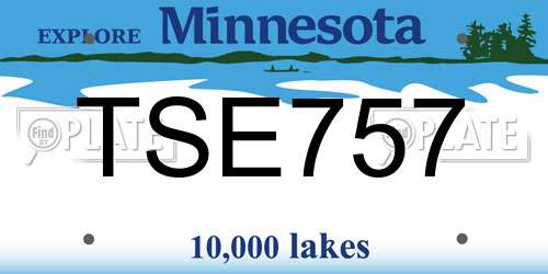 TSE757 Minnesota License Plate