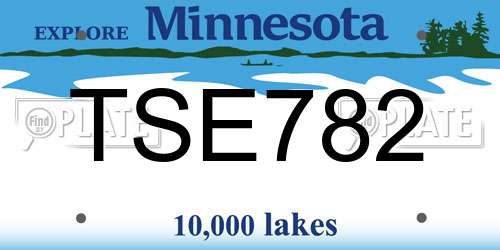 TSE782 Minnesota License Plate