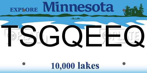 TSGQEEQ Minnesota License Plate