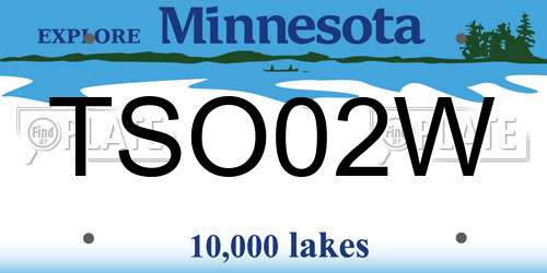 TSO02W Minnesota License Plate