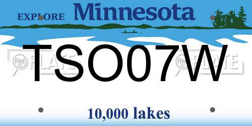 TSO07W Minnesota License Plate