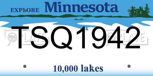 TSQ1942 Minnesota License Plate