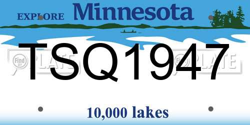 TSQ1947 Minnesota License Plate