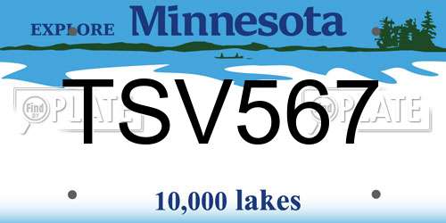 TSV567 Minnesota License Plate