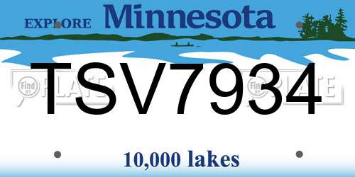 TSV7934 Minnesota License Plate