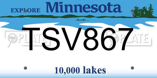 TSV867 Minnesota License Plate