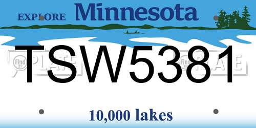 TSW5381 Minnesota License Plate