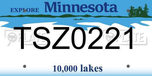 TSZ0221 Minnesota License Plate