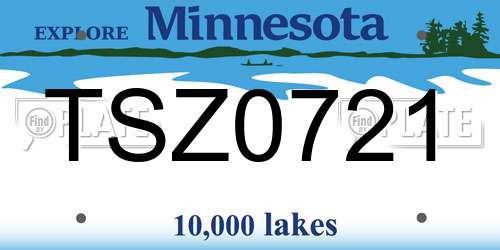 TSZ0721 Minnesota License Plate