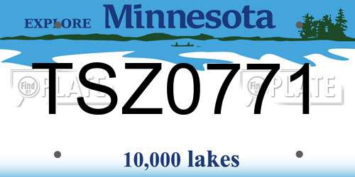 TSZ0771 Minnesota License Plate