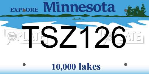 TSZ126 Minnesota License Plate