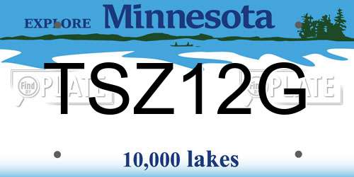 TSZ12G Minnesota License Plate