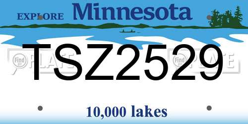 TSZ2529 Minnesota License Plate