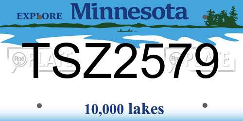 TSZ2579 Minnesota License Plate