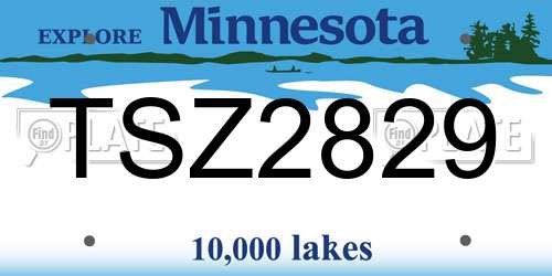 TSZ2829 Minnesota License Plate