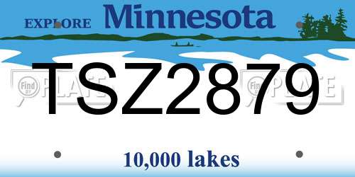 TSZ2879 Minnesota License Plate