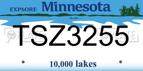 TSZ3255 Minnesota License Plate