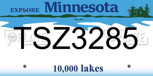 TSZ3285 Minnesota License Plate
