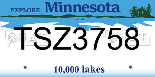 TSZ3758 Minnesota License Plate
