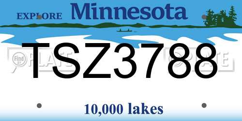 TSZ3788 Minnesota License Plate