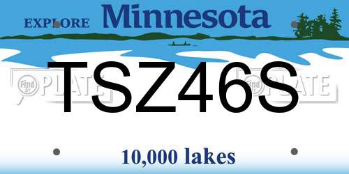 TSZ46S Minnesota License Plate