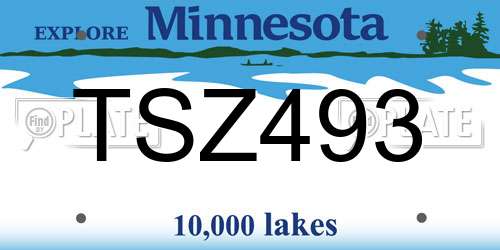 TSZ493 Minnesota License Plate
