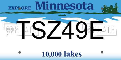 TSZ49E Minnesota License Plate