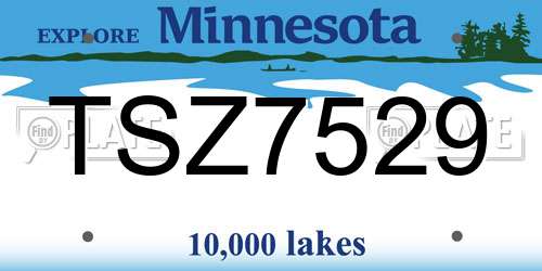 TSZ7529 Minnesota License Plate