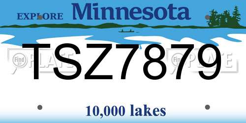 TSZ7879 Minnesota License Plate