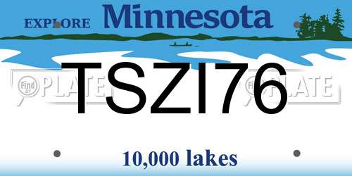 TSZI76 Minnesota License Plate