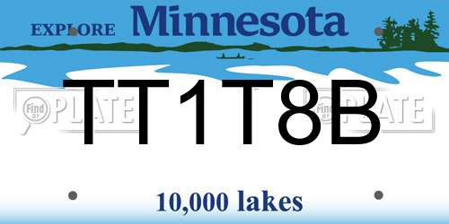 TT1T8B Minnesota License Plate