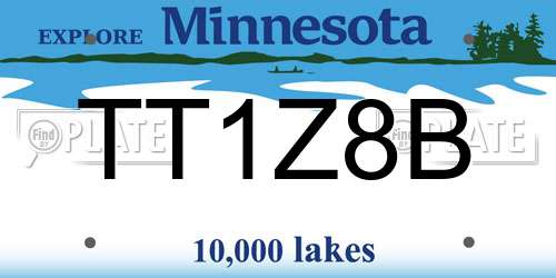 TT1Z8B Minnesota License Plate