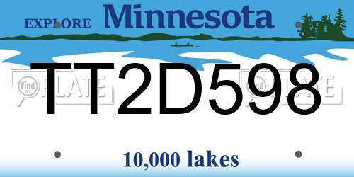 TT2D598 Minnesota License Plate
