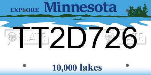 TT2D726 Minnesota License Plate