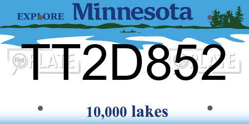 TT2D852 Minnesota License Plate