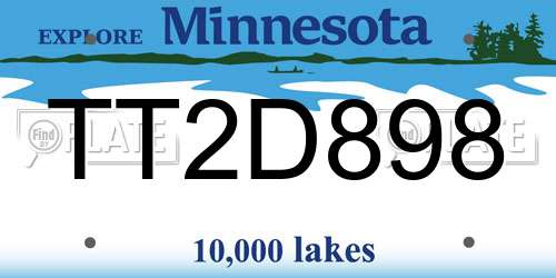TT2D898 Minnesota License Plate