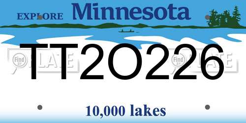 TT2O226 Minnesota License Plate